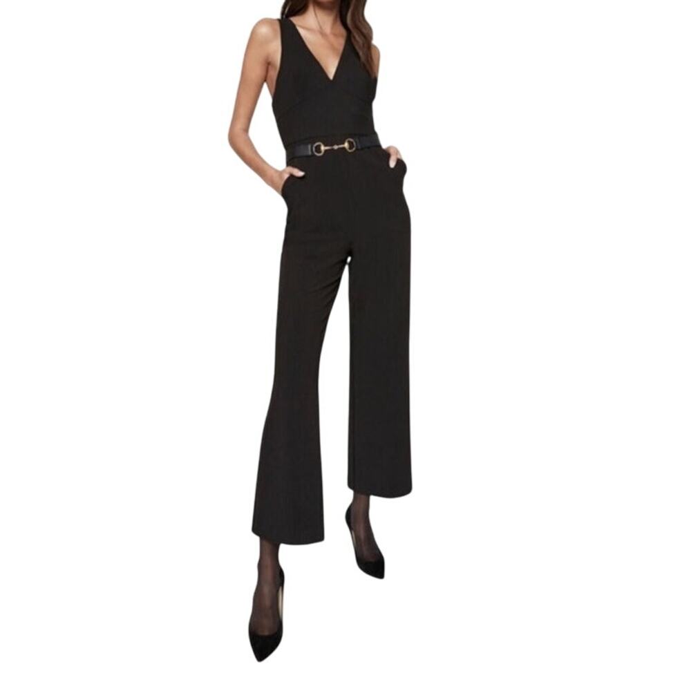 Bardot Meribel Sleeveless Crop Jumpsuit Black Size 6 M
